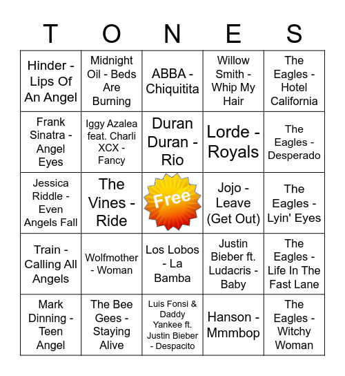 Game Of Tones 8-3-20 Game 2 Bingo Card
