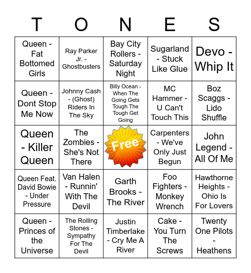 Game Of Tones 8-3-20 Game 5 Bingo Card