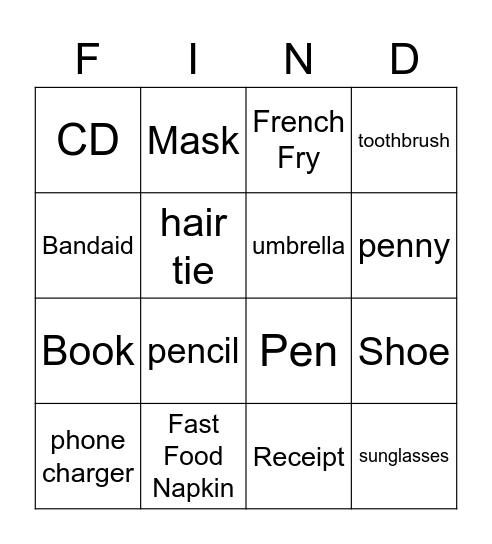 Car Bingo Card