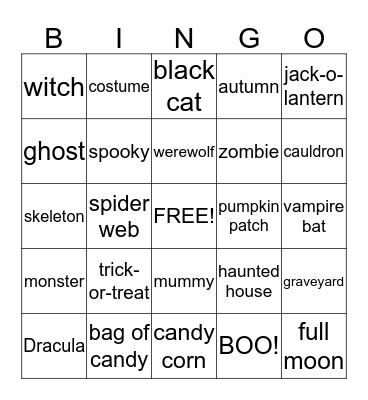 HALLOWEEN  Bingo Card