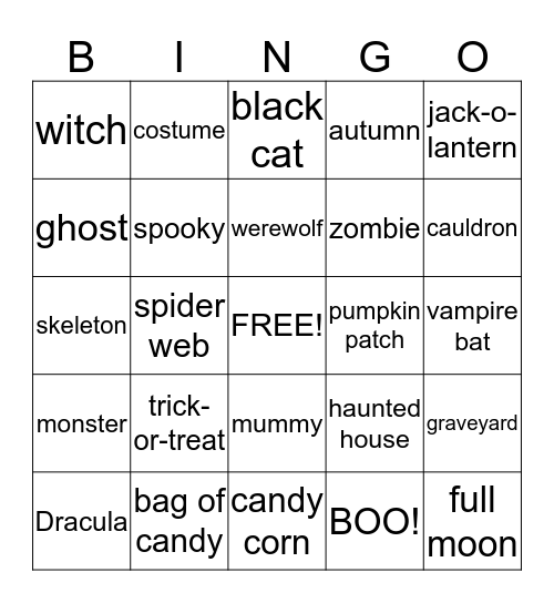 HALLOWEEN  Bingo Card