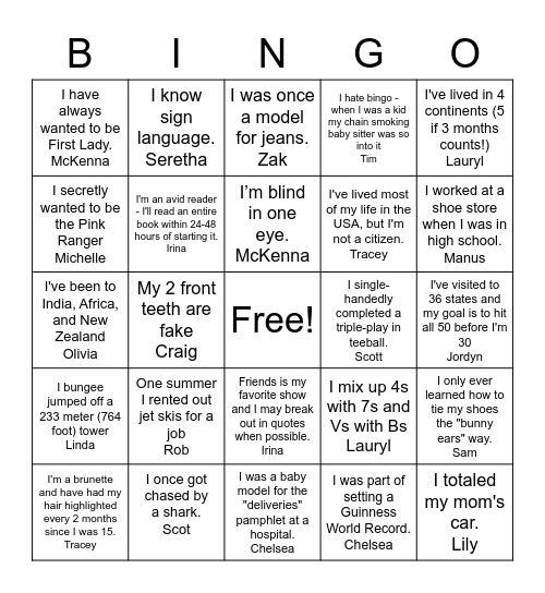 All Staff Bingo! Bingo Card
