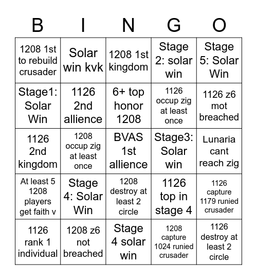 Smash Bingo Card