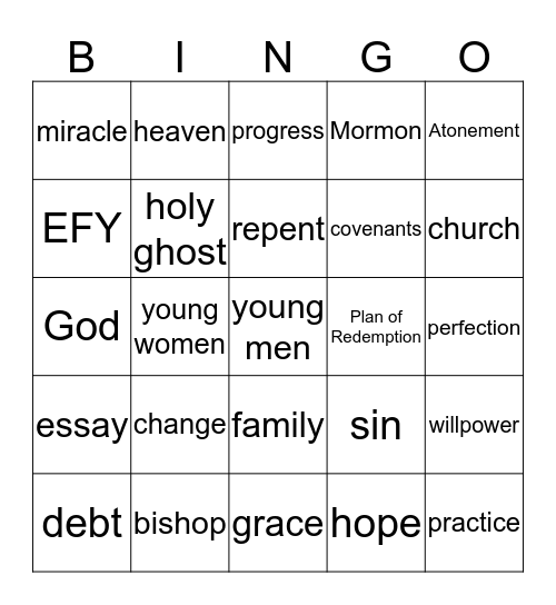 His Grace Is Sufficient Bingo Card