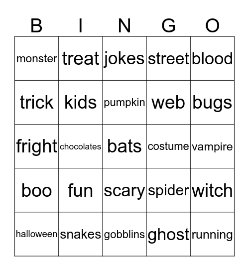 Halloween Bingo Card