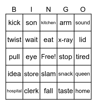 Seedbed 2 - A2 Vocabulary Bingo Card