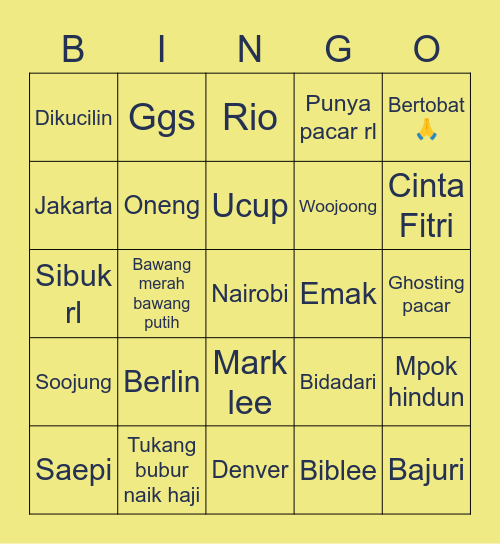 Lili Bingo Card