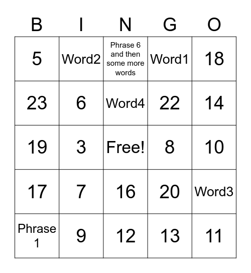 Mediate Bingo Card