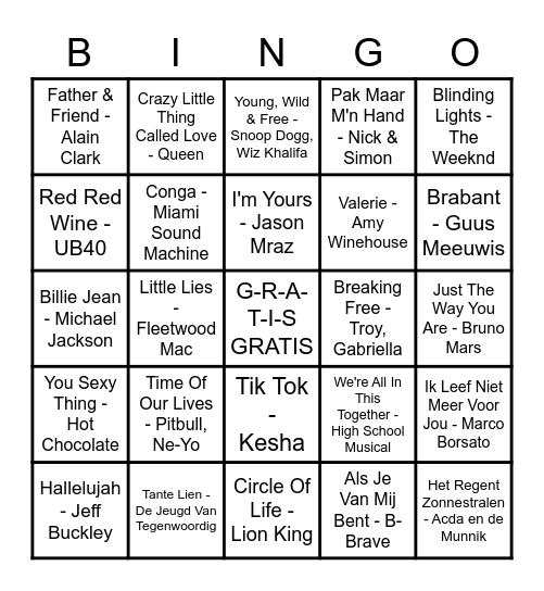 MUZIEKBINGO Card