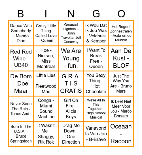 MUZIEKBINGO Card