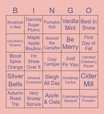 SCENTSY BINGO Card