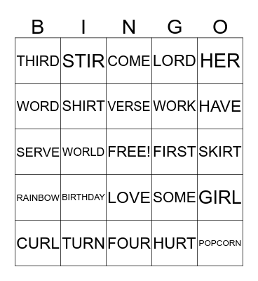 LIST  10 Bingo Card