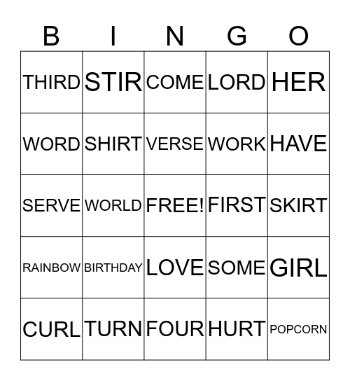 LIST  10 Bingo Card