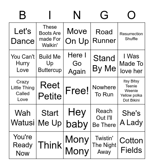 Misc. Hits Bingo Card