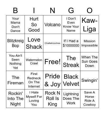 Misc. Hits 2 Bingo Card