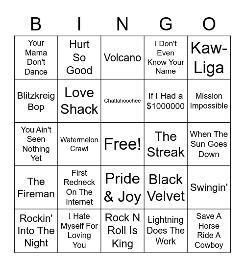 Misc. Hits 2 Bingo Card