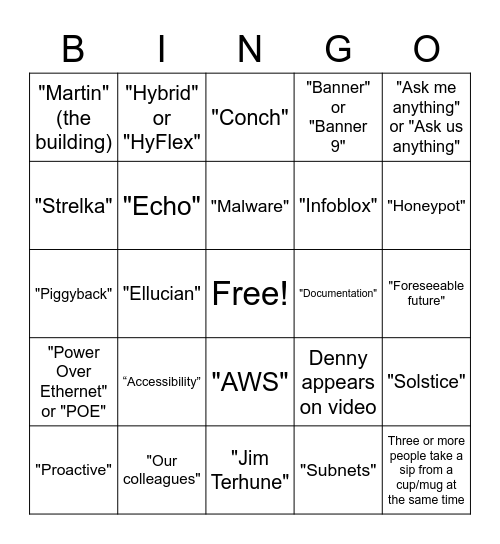 ITS Bingo Card