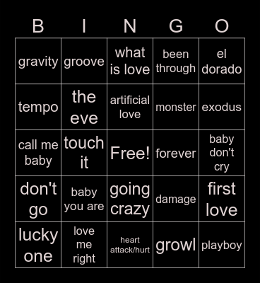 wilson's fav exo songs Bingo Card