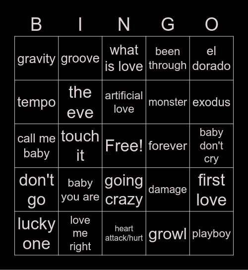 wilson's fav exo songs Bingo Card