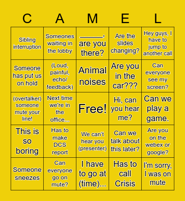 Camelot Bingo Card