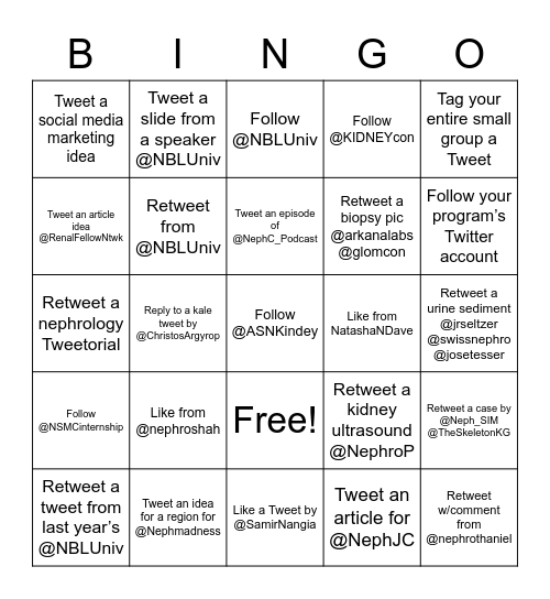 #NBLUniv Bingo Card