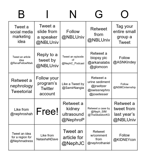 #NBLUniv Bingo Card