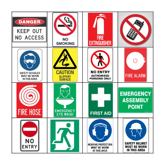 Safety SIgns Bingo Card