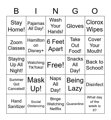 Covid Bingo Card