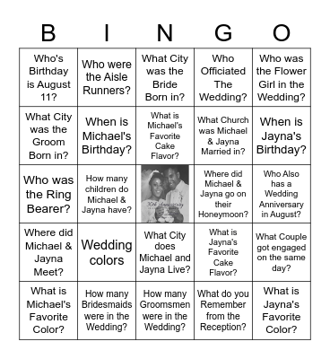 Diamonds & Pearls Bingo Card