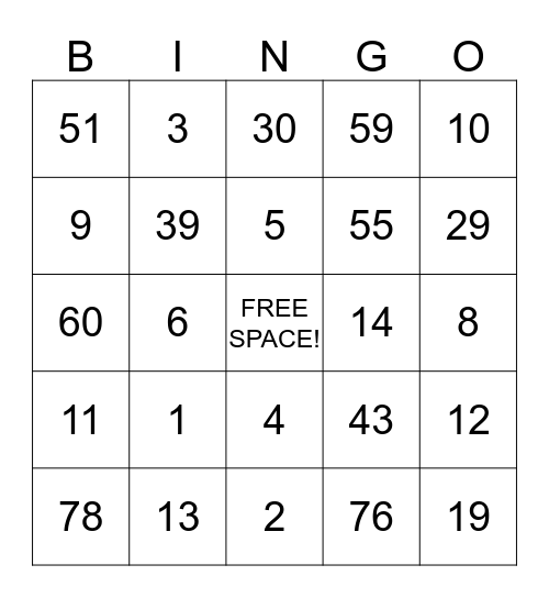 BINGO CARDS Bingo Card