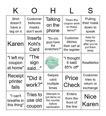 Kohl's COVID Bingo (POS) Bingo Card
