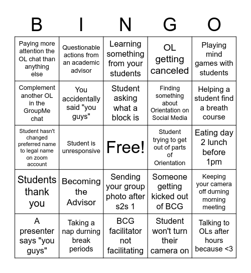 OL Bing Bingo Card