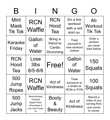 8/5-8/8 Bingo Card