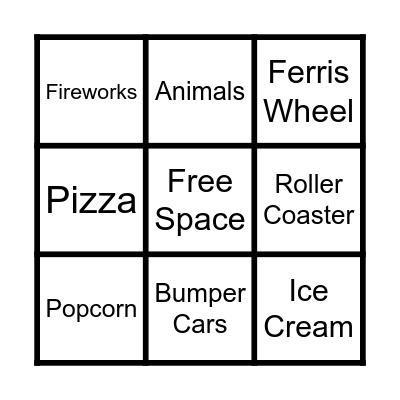 Theme Park BINGO! Bingo Card