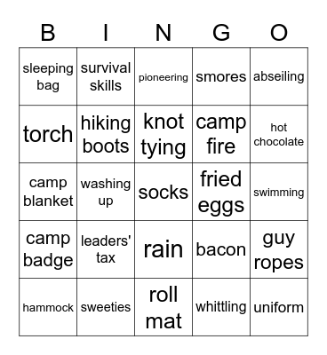 CAMP BINGO Card
