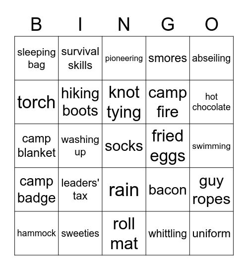 CAMP BINGO Card