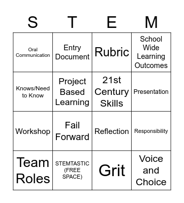 PBL Bingo Card
