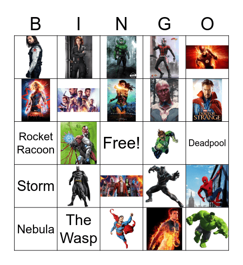 Superhero Bingo Card