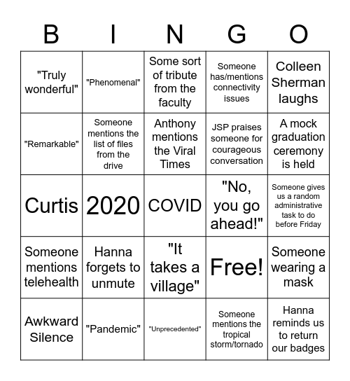 End of Year Bingo!!! Bingo Card