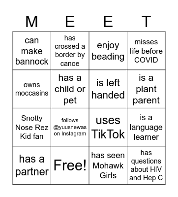 Welcome to YouthCO! Bingo Card