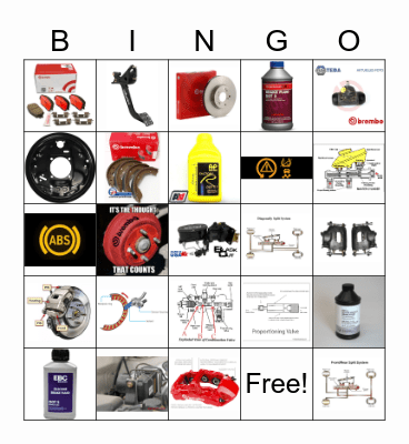 BRAKE SYSTEM Bingo Card
