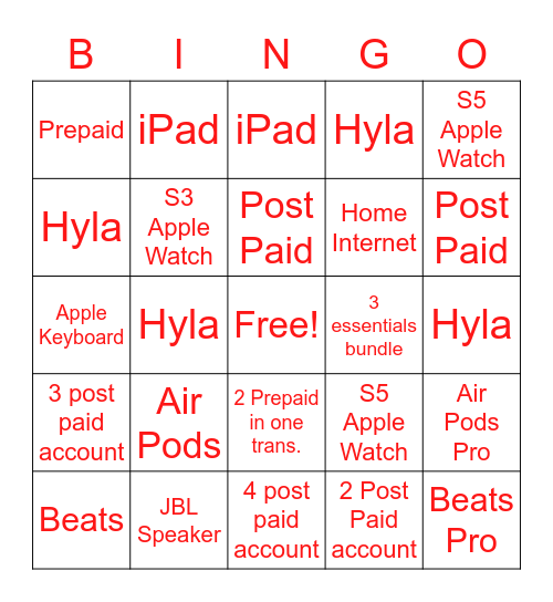 Sunnyside Bingo Card