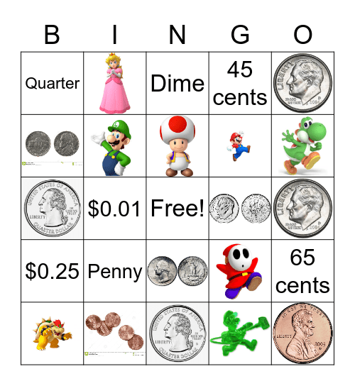 Coins with Mario Bingo Card