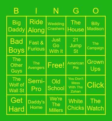 Brooks 1 Movie Fanatics Bingo Card