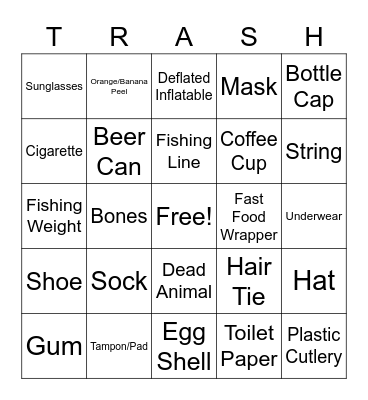 Trash Bingo Card