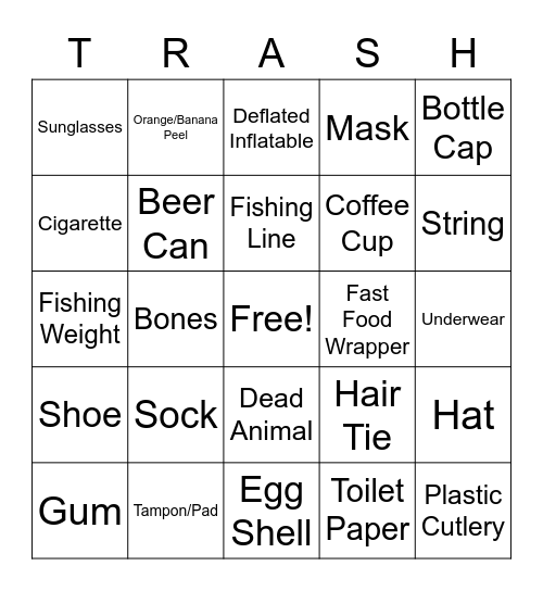 Trash Bingo Card