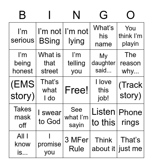 Piper’s Bingo Card