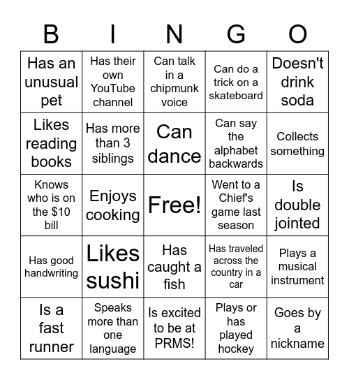 Find Someone Who... Bingo Card