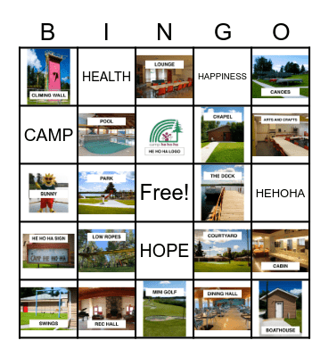 Camp He Ho Ha Bingo Card
