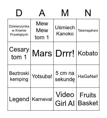 Komiksy do przeczytania Bingo Card